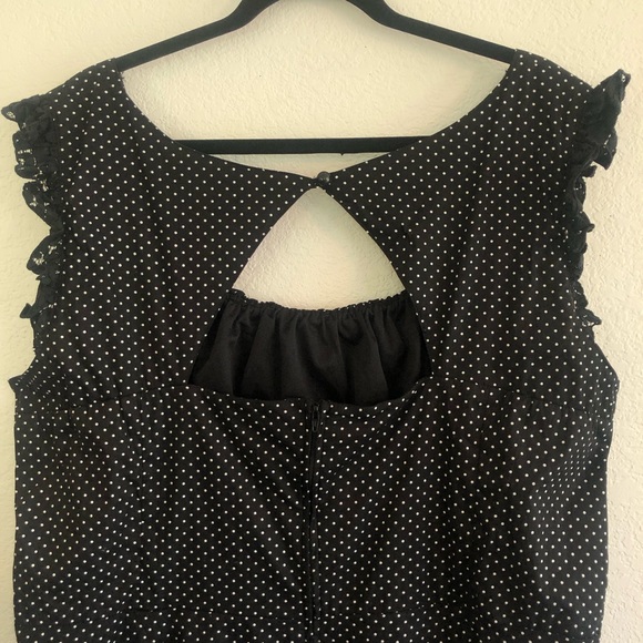 Torrid Black and White Polka Dot Sheath Dress Lace Cap Sleeves - Picture 5 of 7